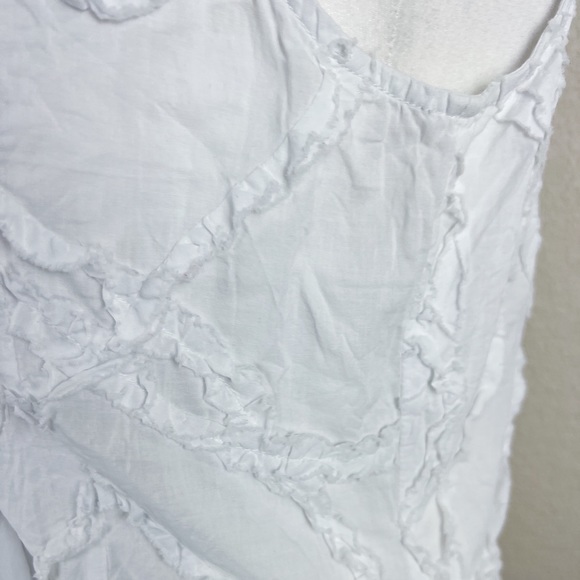 Boston Proper White Textured Frilly Zip up Blouse - Picture 6 of 9